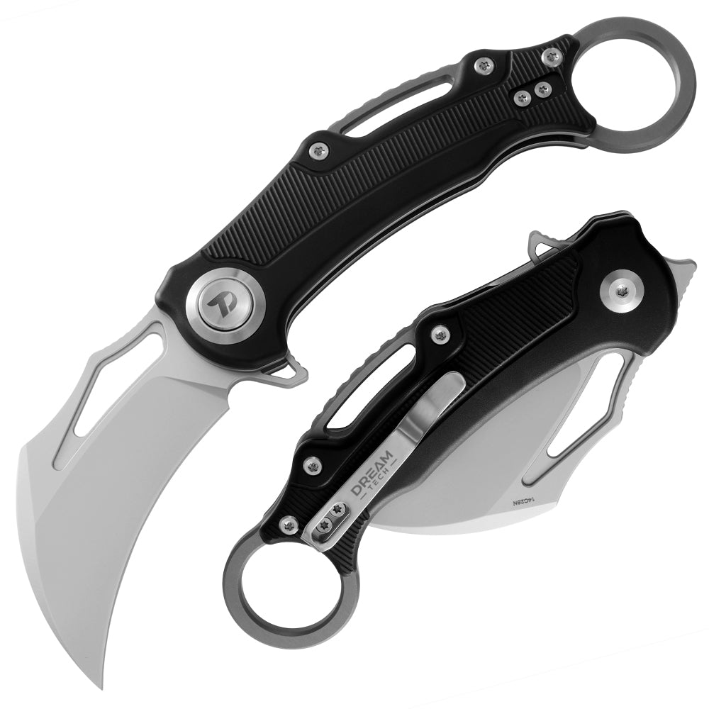 14C28N Pocket Knife With Aluminum Handle and Button Lock System (Our Patents) D4221