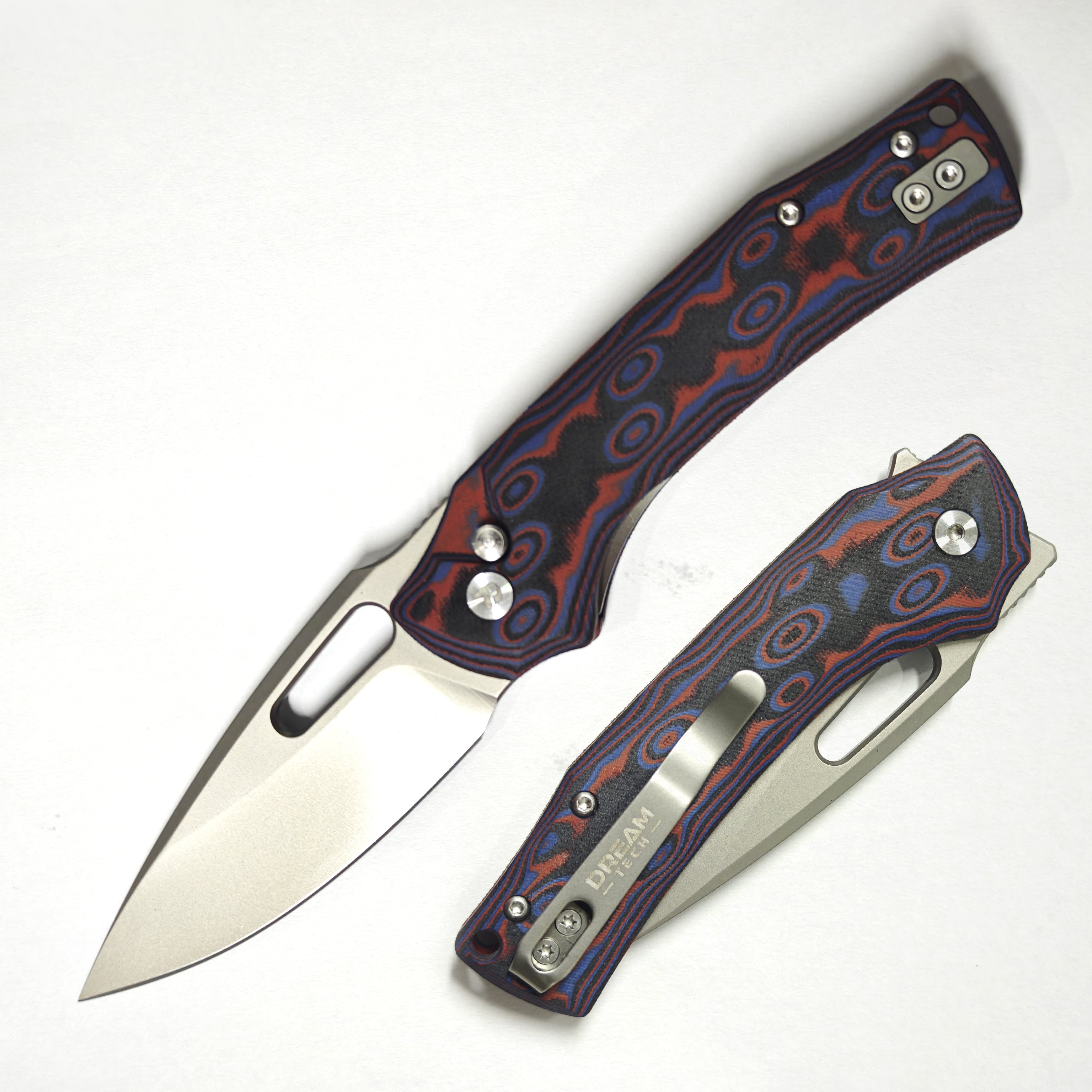 DREAMTECH Knife Folding Knife Red Micarta Knives D2 Knife D4542MR
