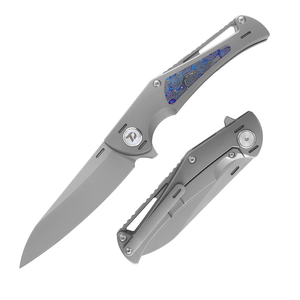 M390 Pocket Knife With Titanium+Zirconium alloy Damascus Handle And Liner Lock System D3386