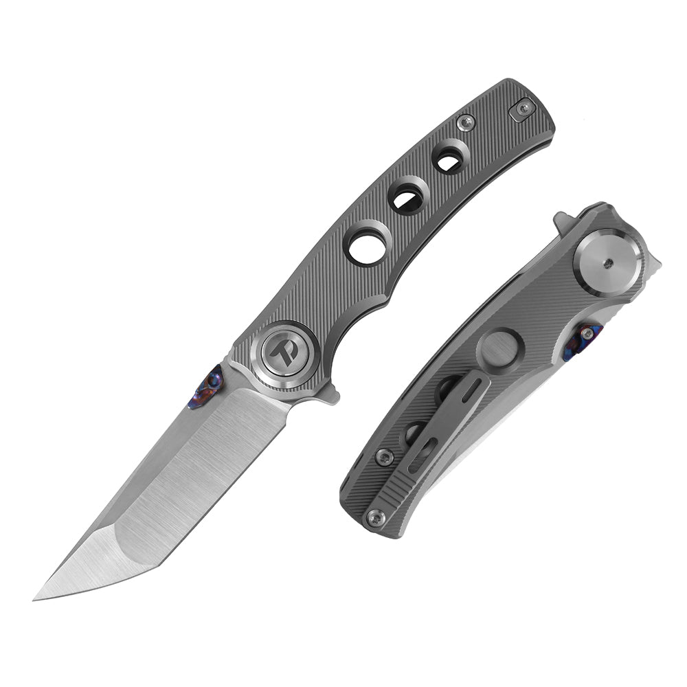 M390 Pocket Knife With Titanium Handle Handle And Button Lock System (Our Patents) D3915