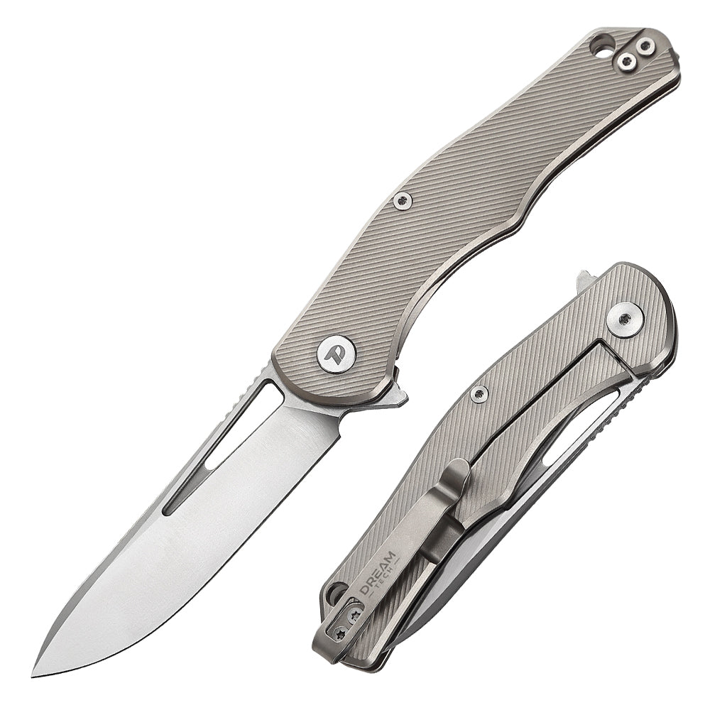 DREAMTECH Folding Pocket Knife Titanium Knife D2 Blade Knife D3398