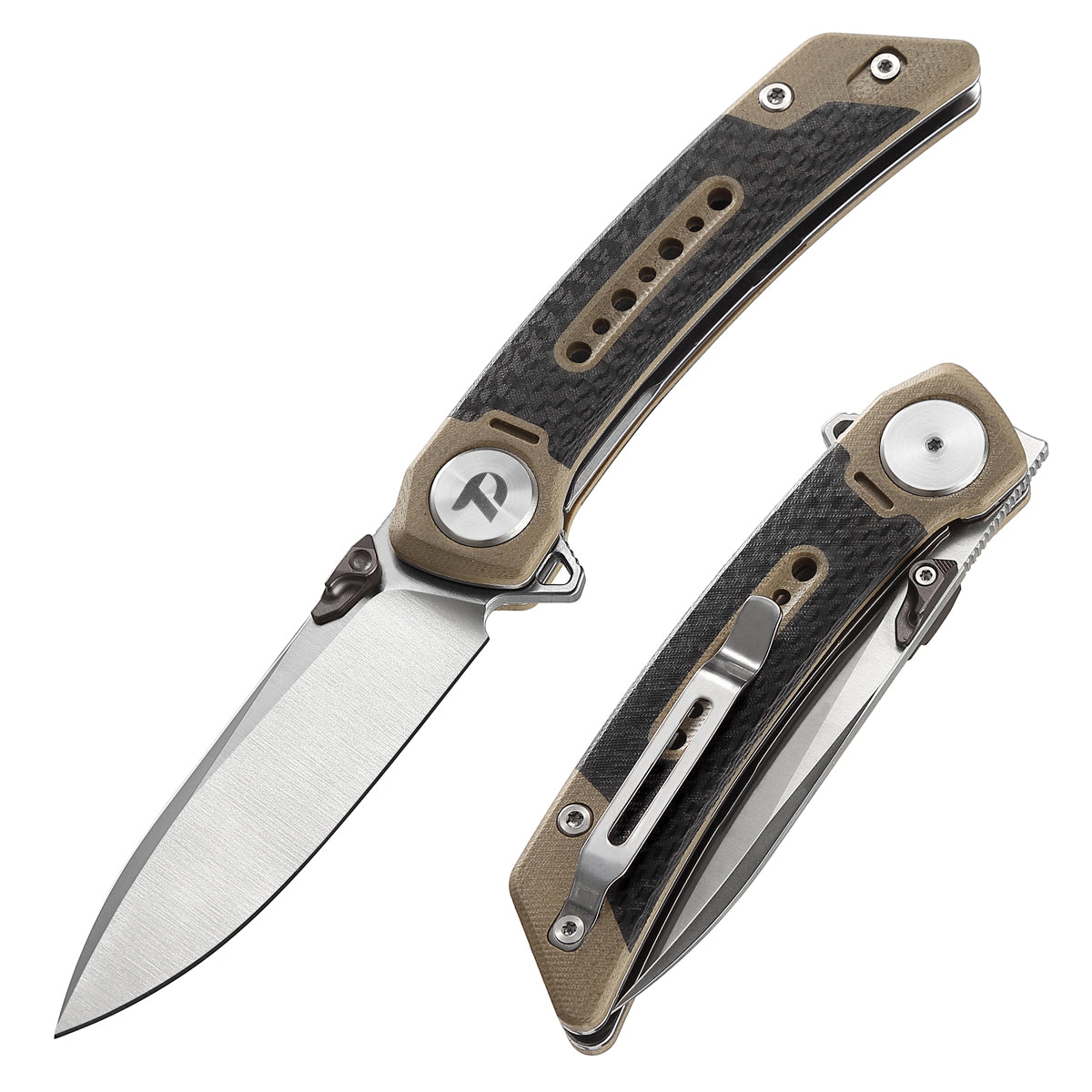 DREAMTECH Folding Knife Carbon Fiber And G10 Handle 14C28N Knife D3610