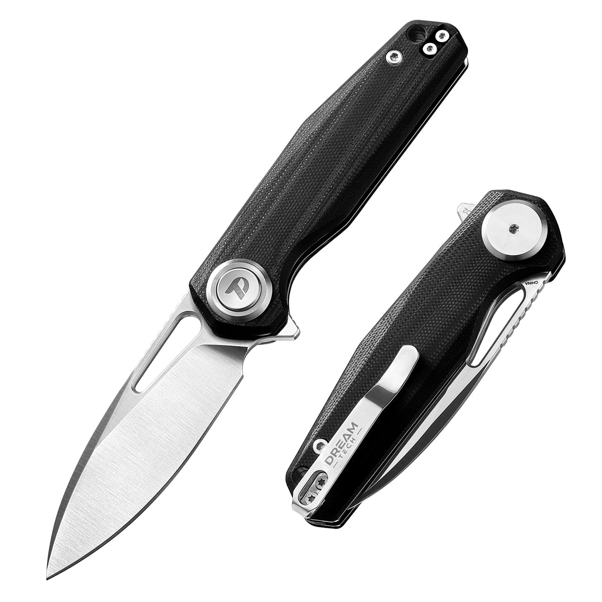 DREAMTECH Folding Pocket Knife G10 Handle Button lock system (Our Patents) D2 Knife D4211
