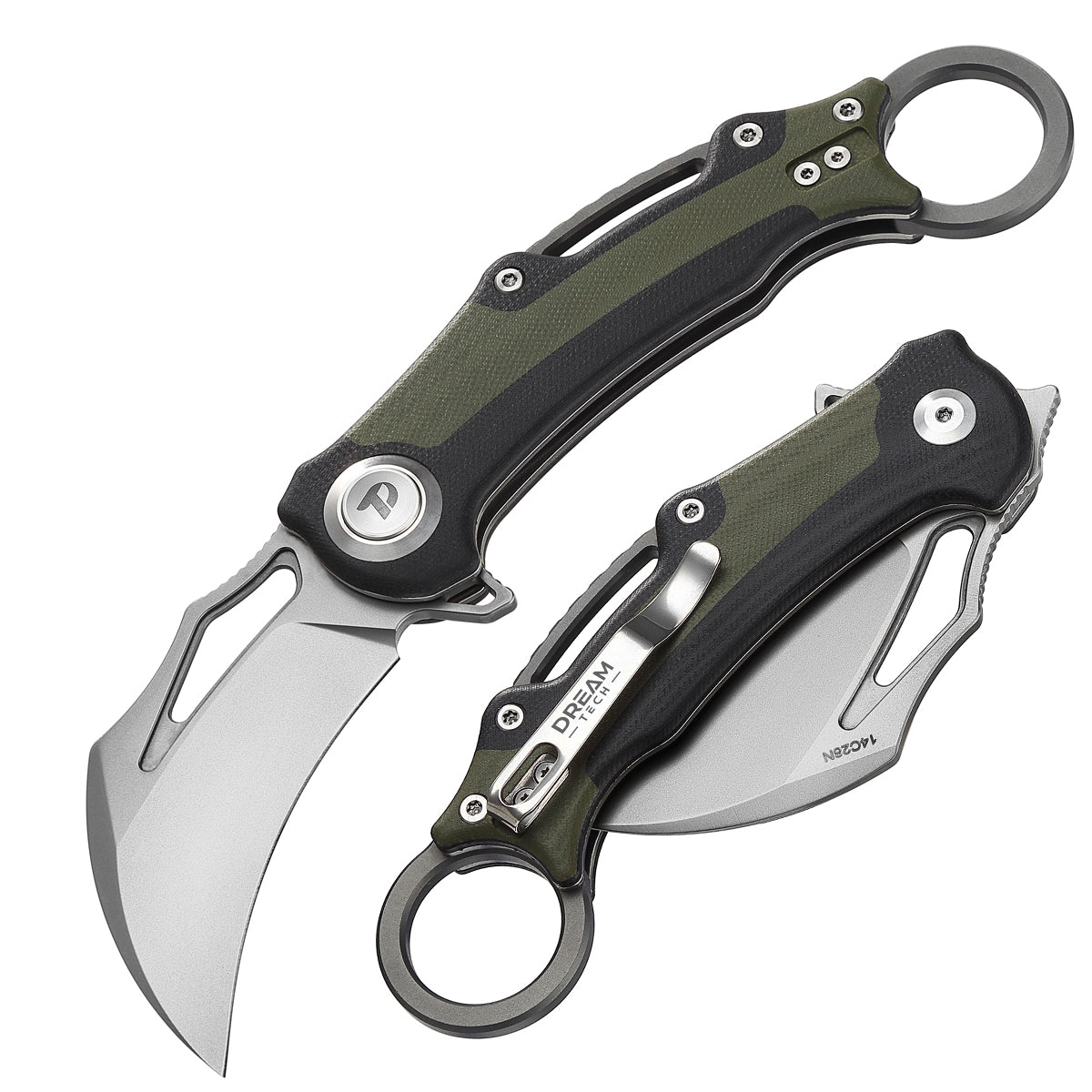 DREAMTECH Folding Pocket Knife G10 Handle 14C28N Knife D4221GBG