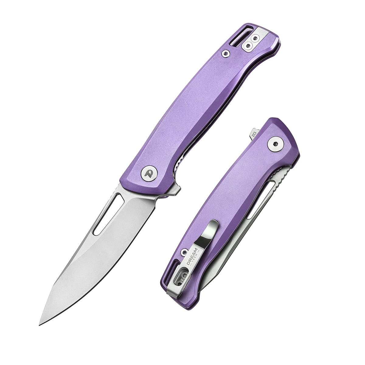 DREAMTECH Folding Pocket Knife Titanium Handle D2 Blade Knife D4284