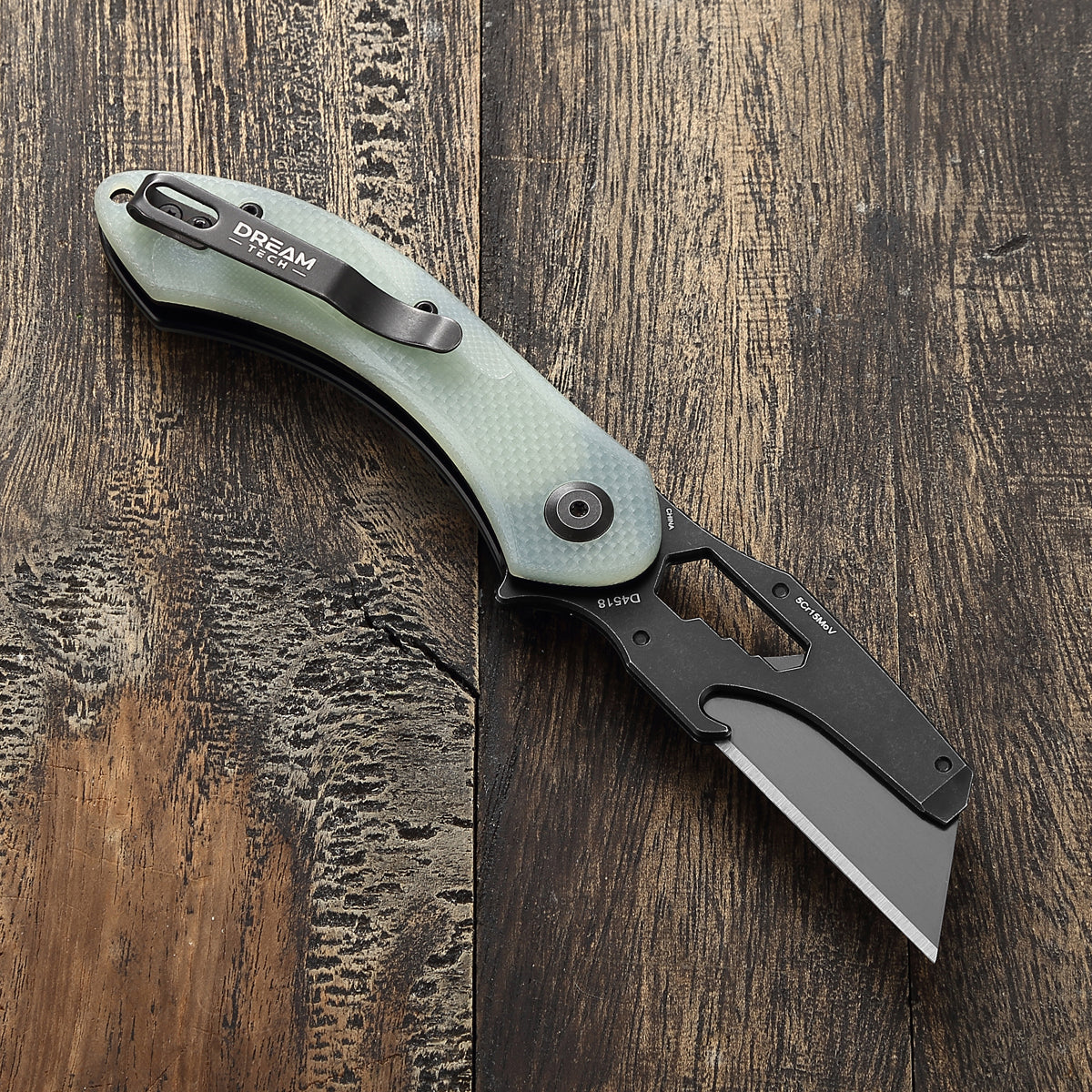 DREAMTECH Knife Folding Knife With Hex Wrench Jade G10 Handle Knives SK5 & 5Cr15MoV Knife D4518GJ