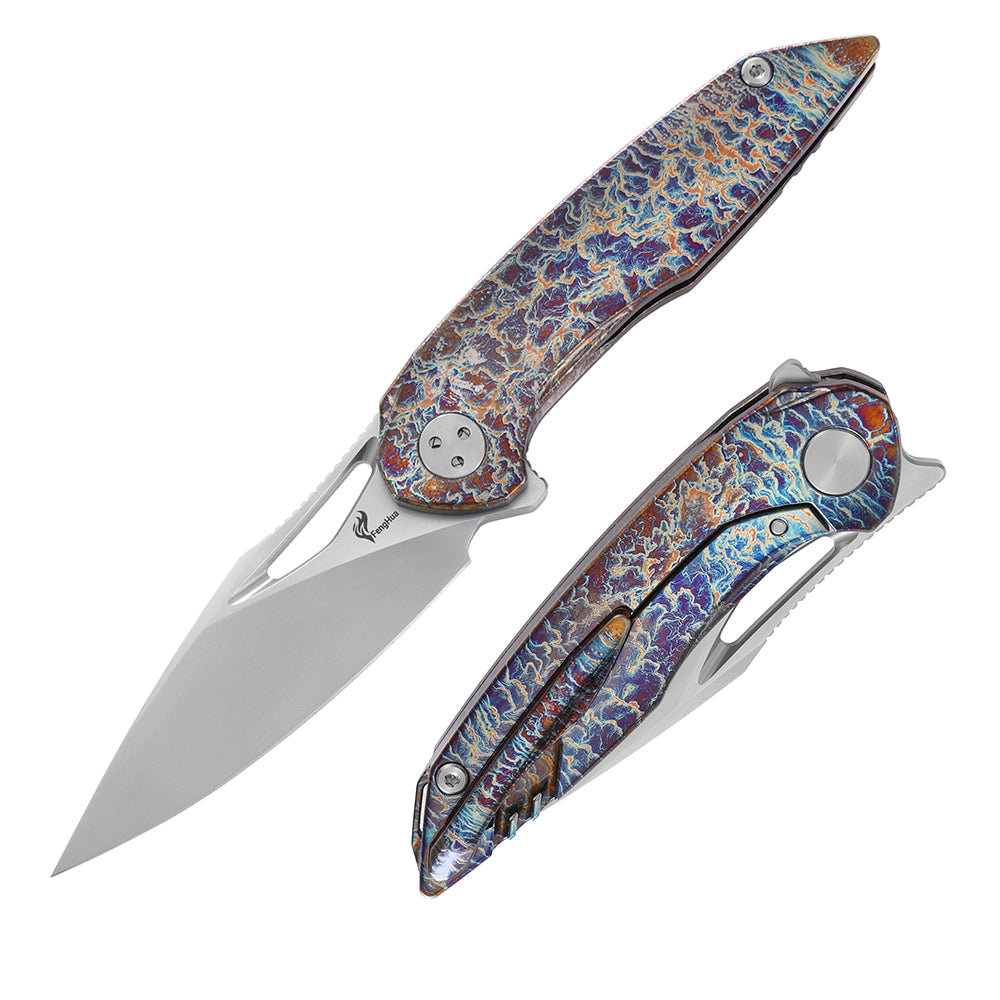 M390 Pocket Knife With Titanium Handle and The Pivot Axel Anti-rotation System (Our Patents)