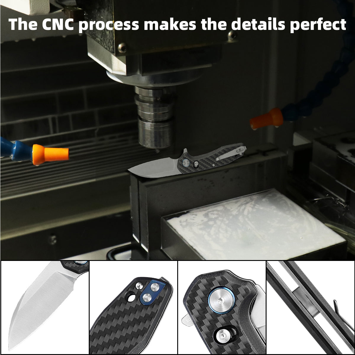 D2 Pocket Knife With Carbon Fiber Handle And Axis Lock System (Our Patents)