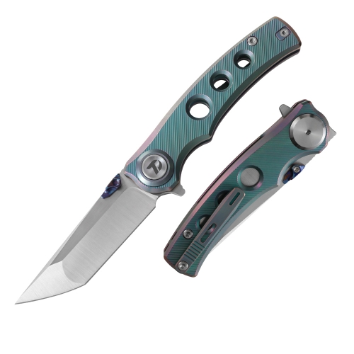 M390 Pocket Knife with Titanium Handle and Button lock system (Our Patents)