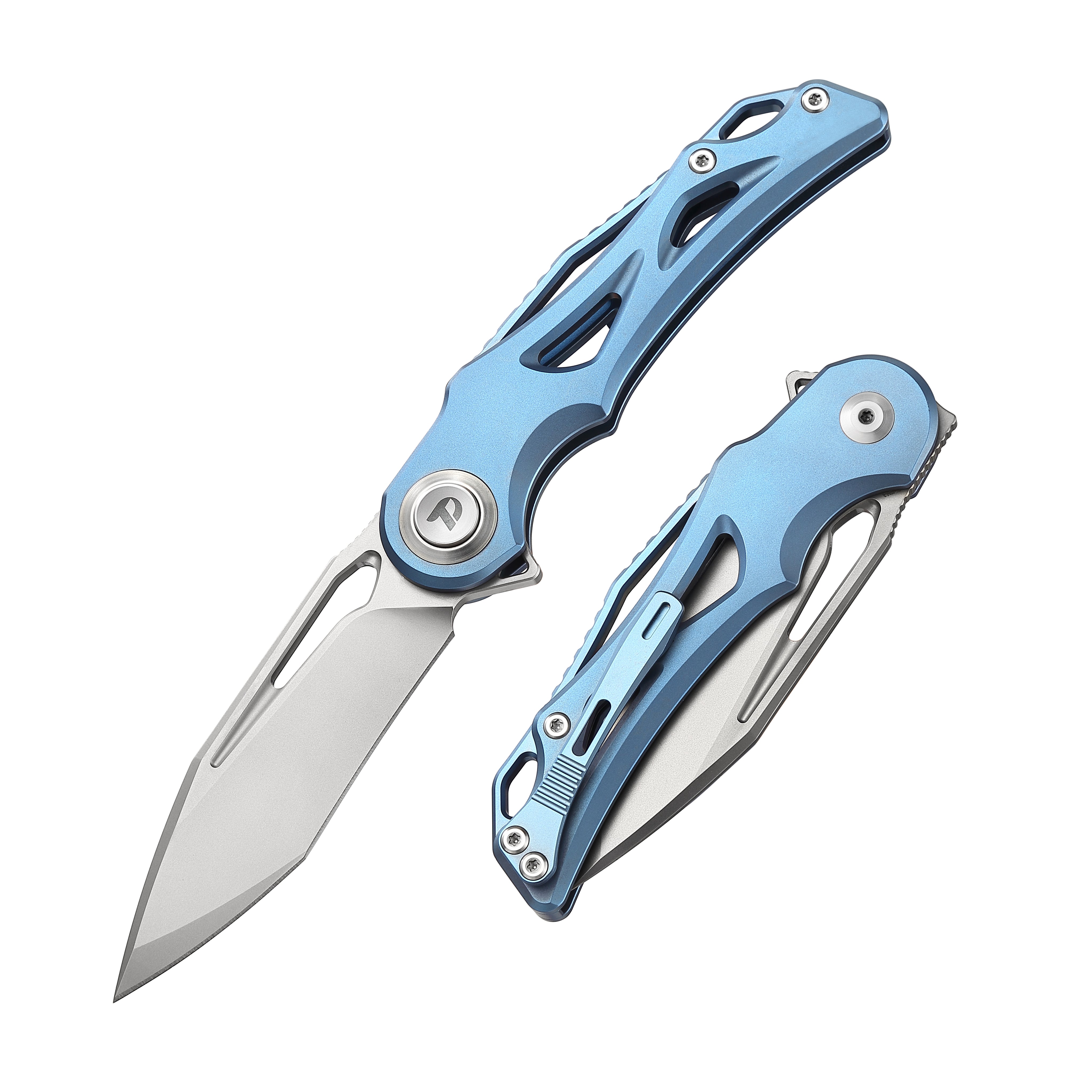 DREAMTECH Folding Pocket Knife Titanium Handle Button lock system(Our Patents) M390 Blade Knife D3665