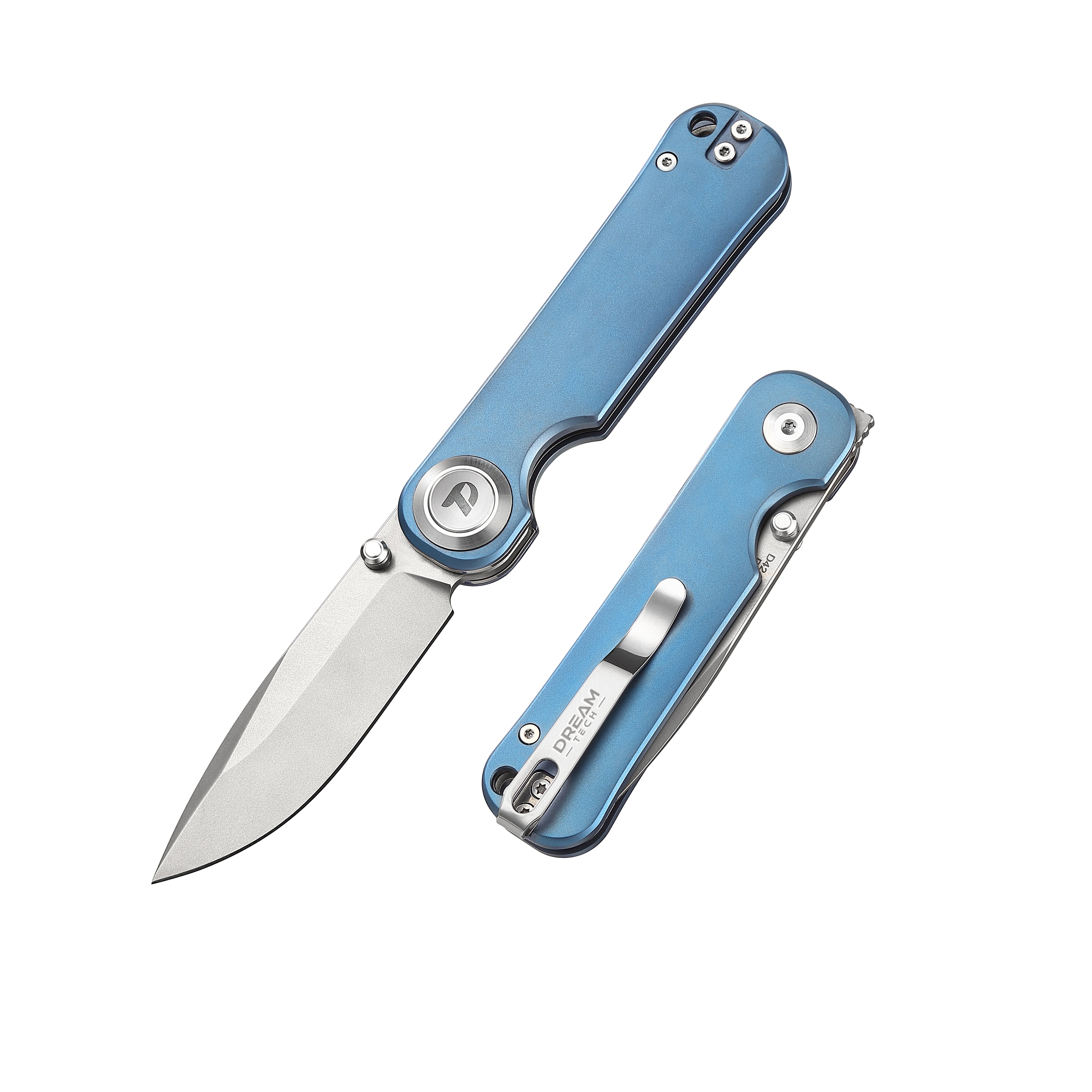 DREAMTECH Folding Pocket Knife Titanium Handle Button lock system (Our Patents) VG10 Blade Knife D4245
