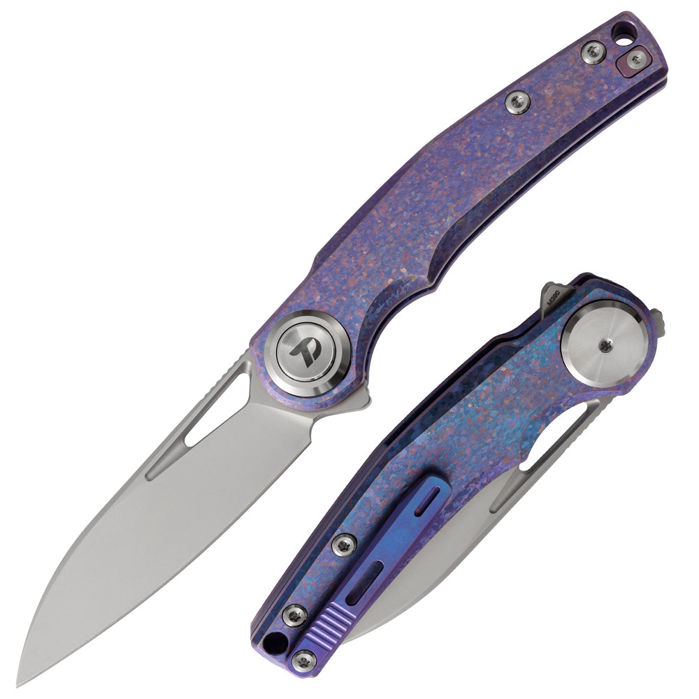 M390 Pocket Knife With Titanium Handle And Button Lock System (Our Patents) D4130