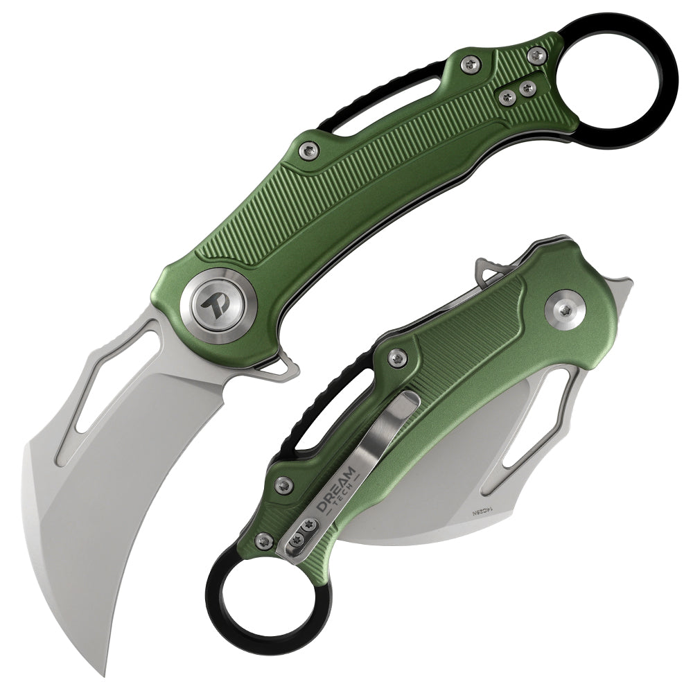 14C28N Pocket Knife With Aluminum Handle and Button Lock System (Our Patents) D4221