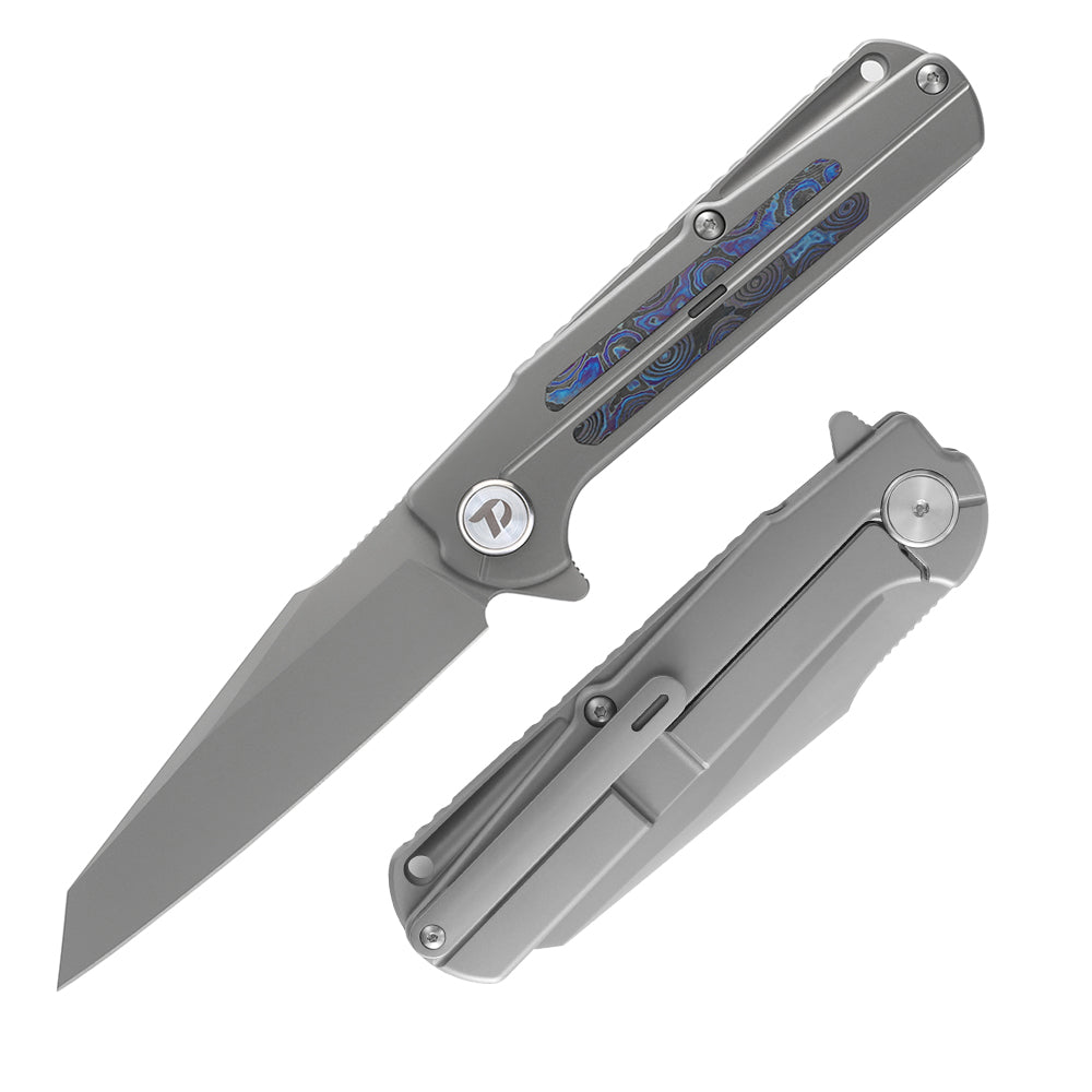 M390 Pocket Knife With Titanium+Zirconium alloy Damascus Handle And Liner Lock System D3403