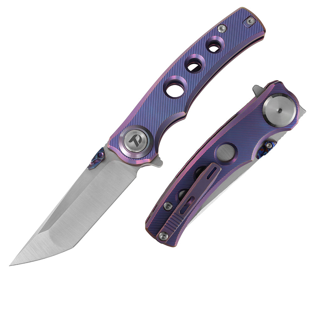 M390 Pocket Knife With Titanium Handle Handle And Button Lock System (Our Patents) D3915