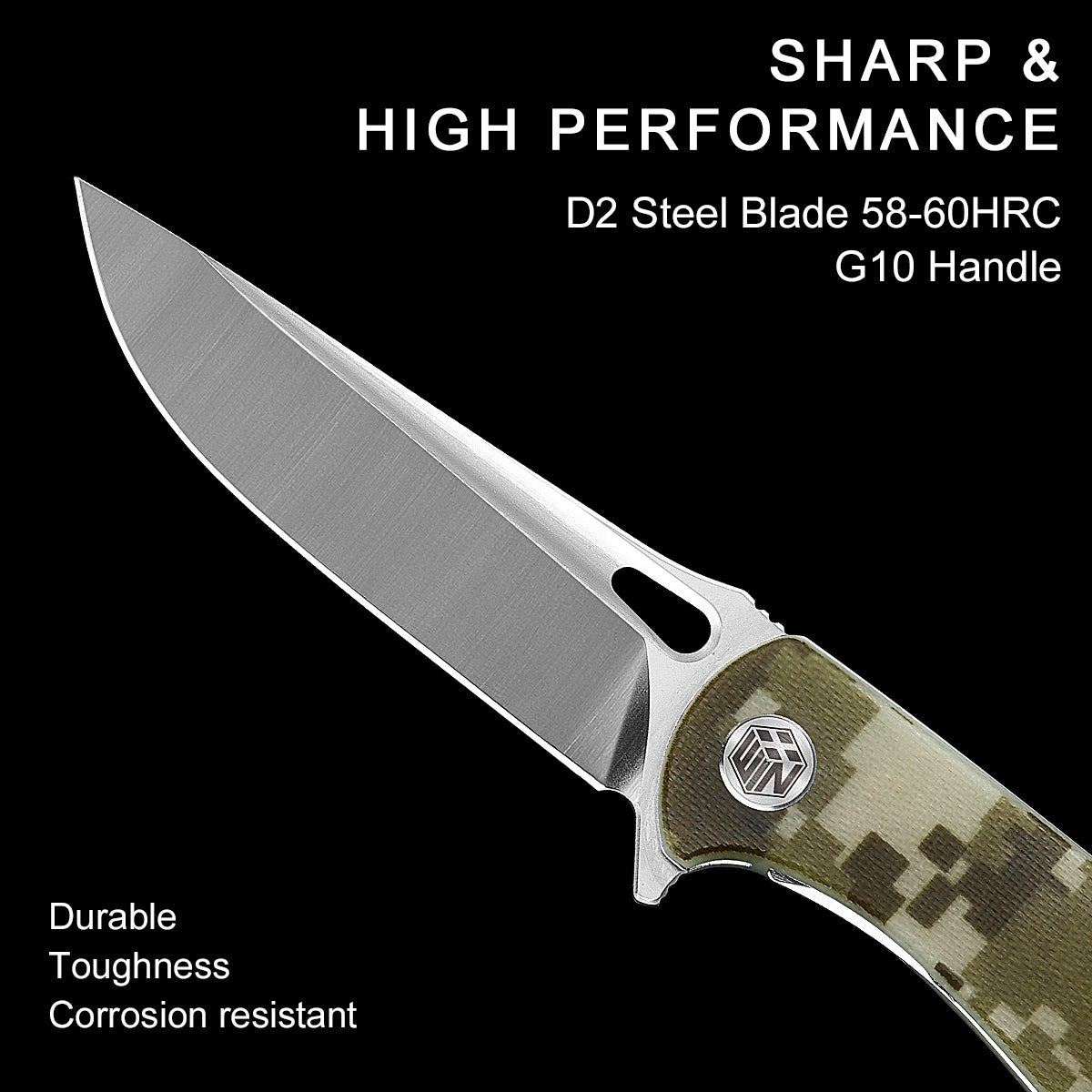 D2 Pocket Knife With G10 Handle And Liner Lock System