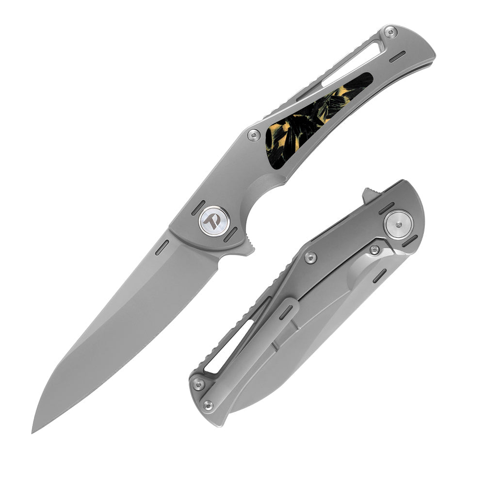 DREAMTECH Folding Pocket Knife Titanium & Carbon Fiber Handle M390 Knife D3386