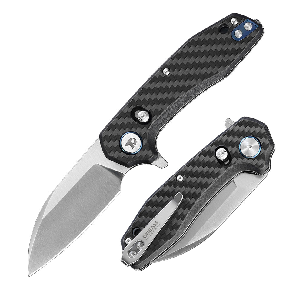 DREAMTECH Knife Folding Pocket Knife Carbon Fiber Handle D2 Knife D3435