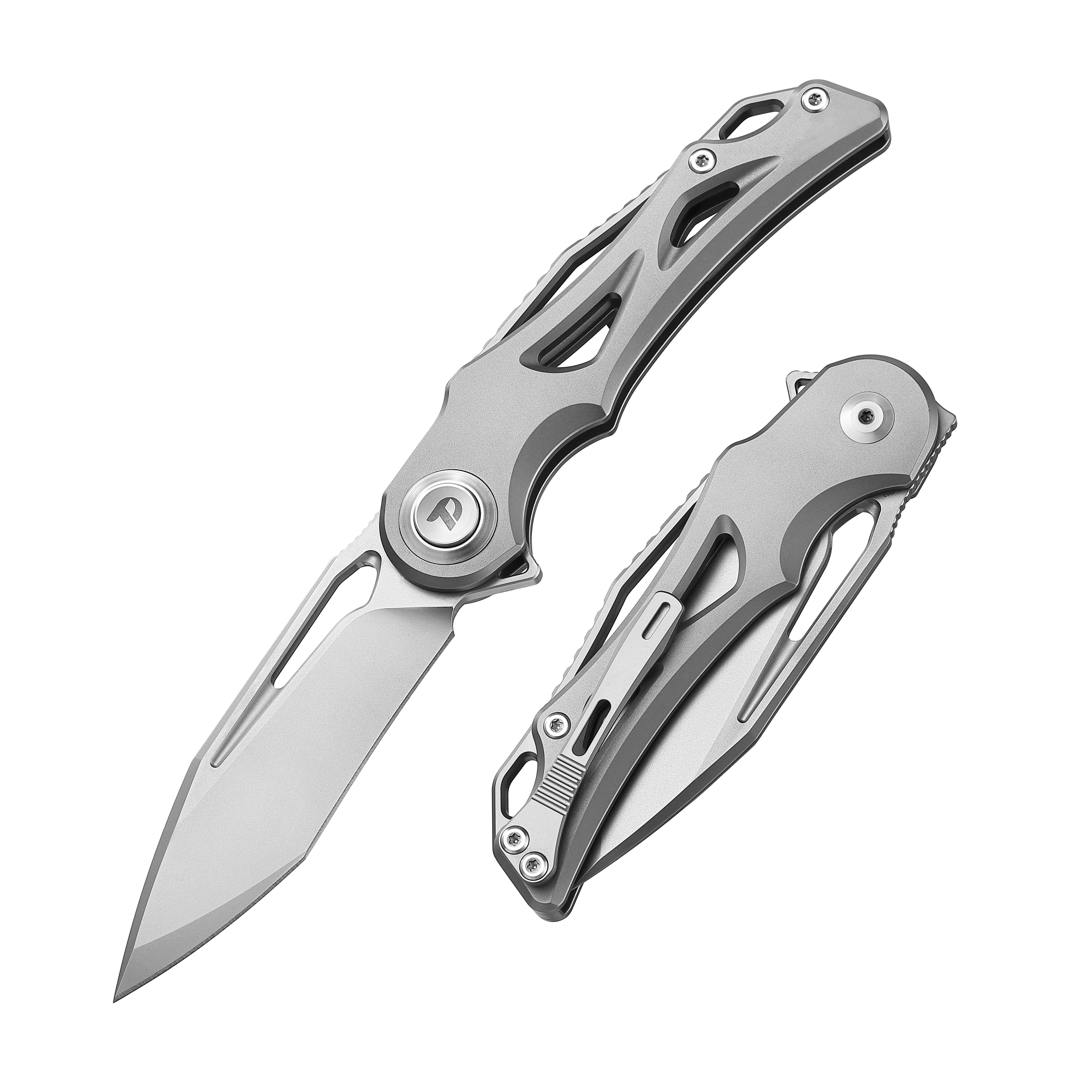 DREAMTECH Folding Pocket Knife Titanium Handle Button lock system(Our Patents) M390 Blade Knife D3665