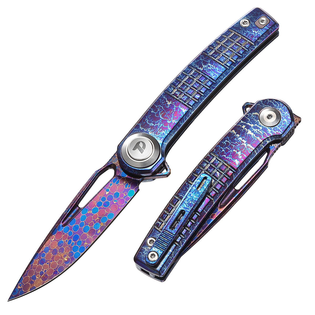 DREAMTECH Knife Folding Knife TC4 Knife Mosaic Damascus Blade Knife D4129