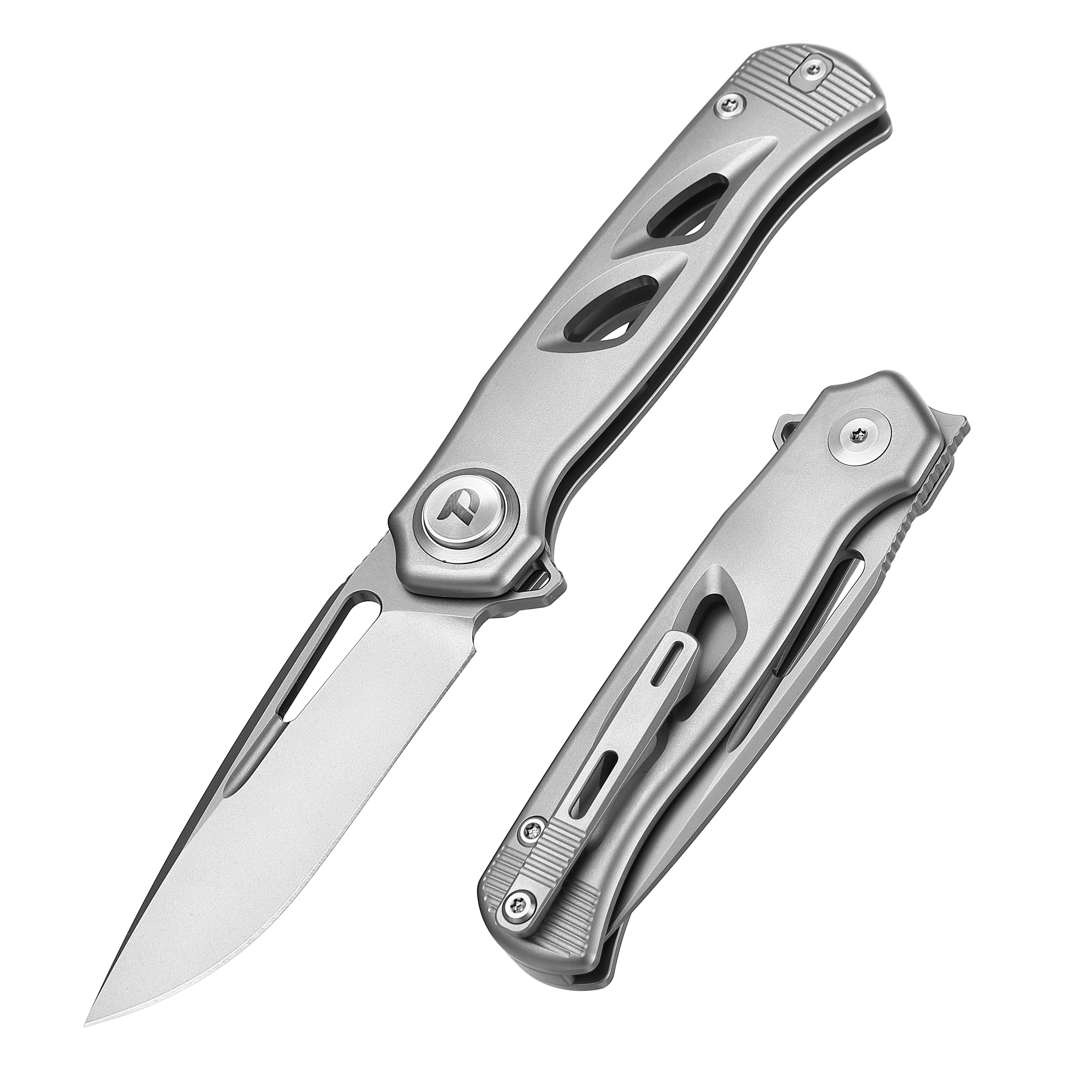 DREAMTECH Folding Pocket Knife Titanium Handle Button lock system(Our Patents) M390 Blade Knife D4260