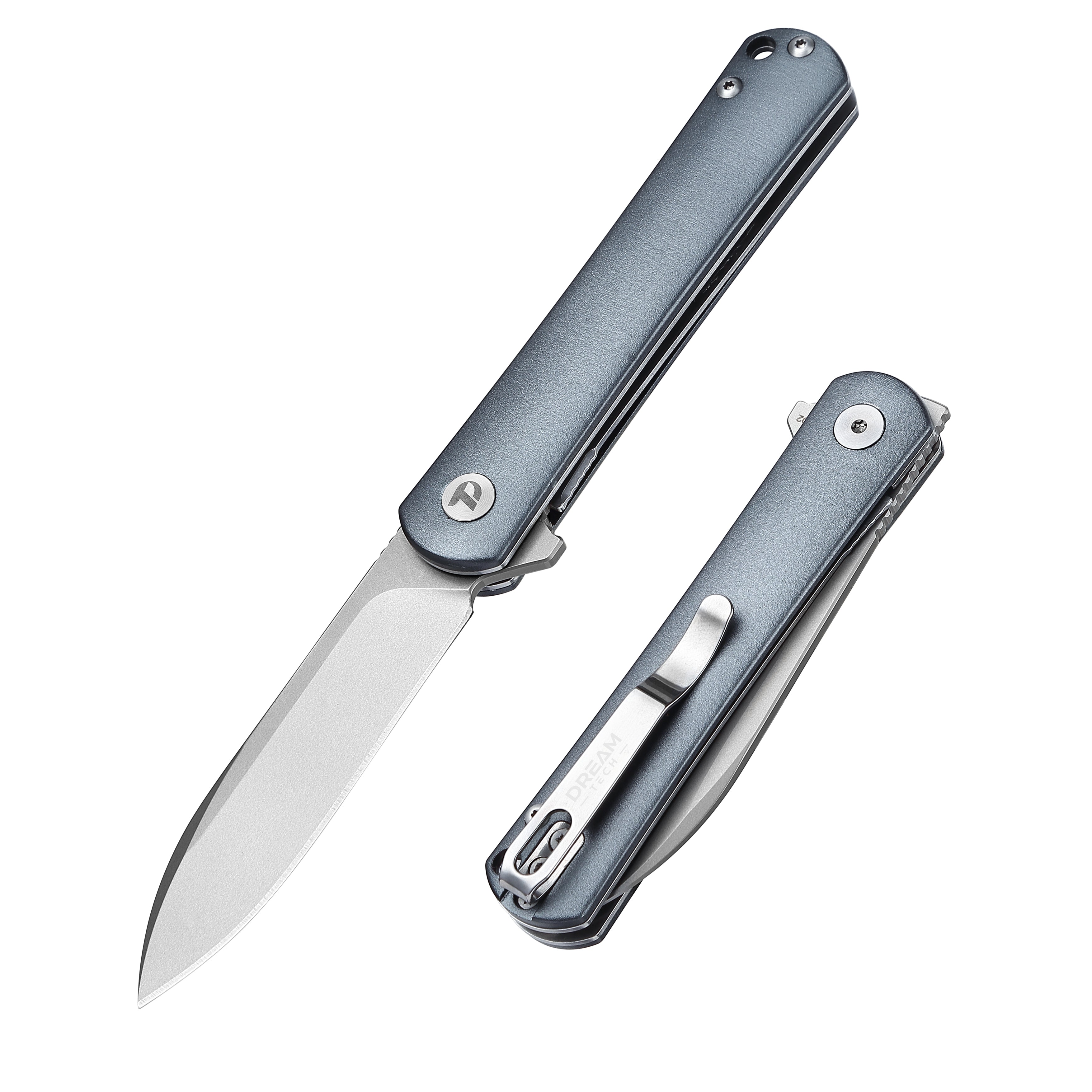 DREAMTECH Folding Pocket Knife Aluminum Handle D2 Blade Knife D4280