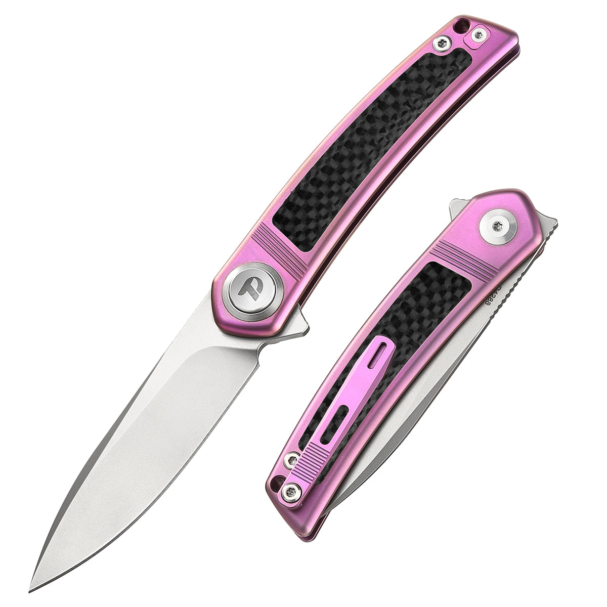 DREAMTECH Outdoor Knife Titanium & Normal Carbon Fiber Handle Button lock system(Our Patents) M390 Knife D4288