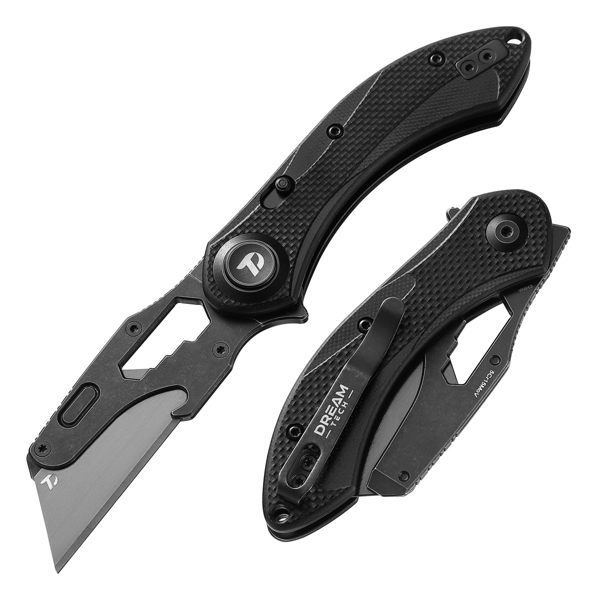 DREAMTECH Knife Folding Knife With Bottle Opener Black G10 Handle Knives SK5 & 5Cr15MoV Knife D4518GB