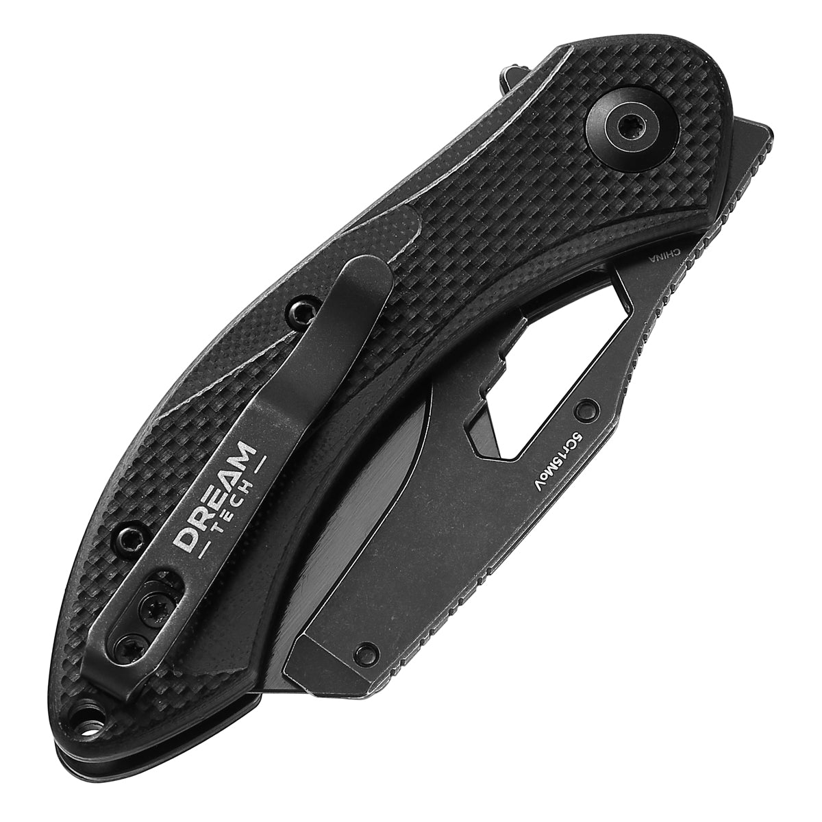 DREAMTECH Knife Folding Knife With Bottle Opener Black G10 Handle Knives SK5 & 5Cr15MoV Knife D4518GB