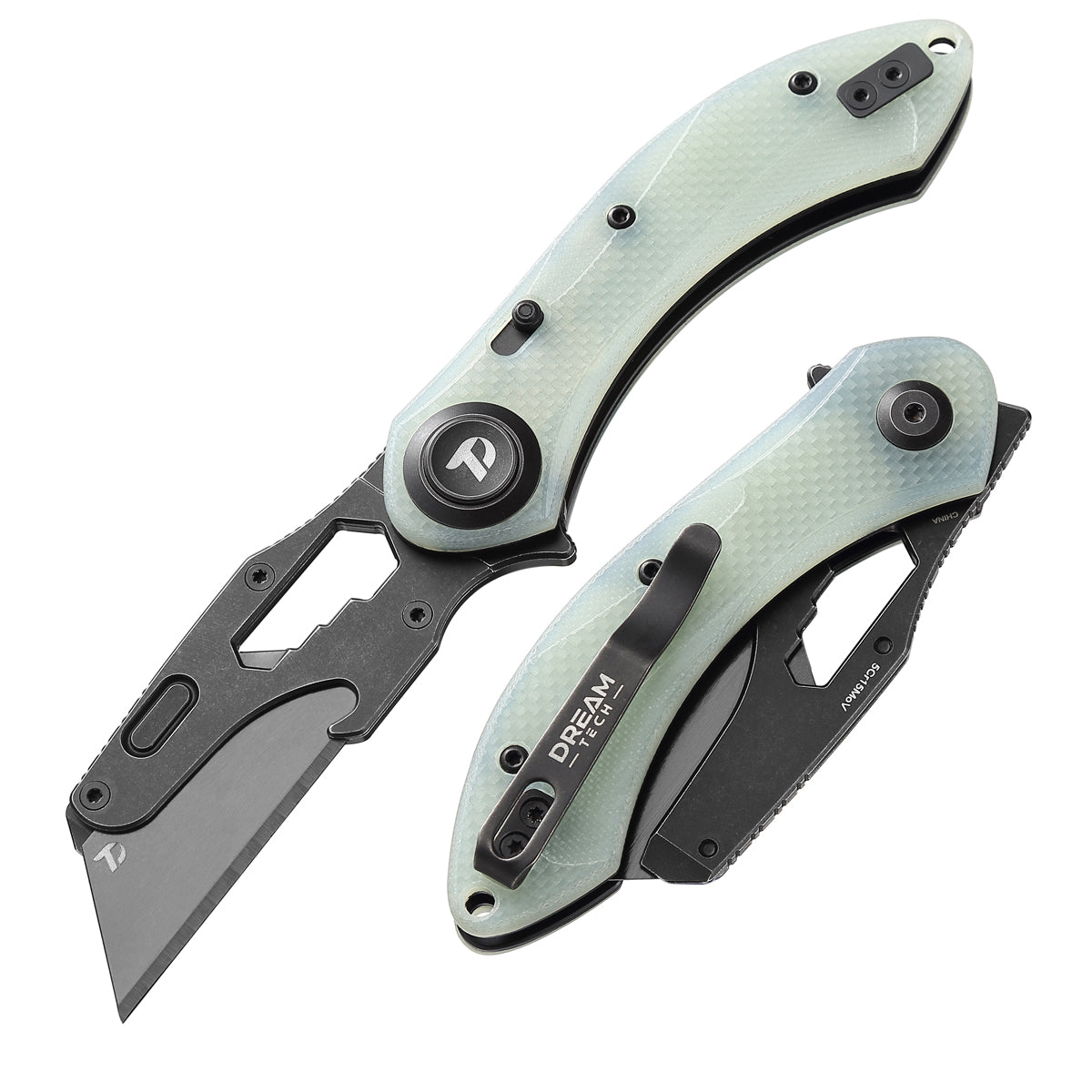 DREAMTECH Knife Folding Knife With Hex Wrench Jade G10 Handle Knives SK5 & 5Cr15MoV Knife D4518GJ