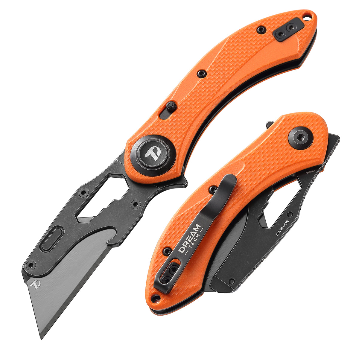 DREAMTECH Knife Folding Knife Orange G10 Handle Knives SK5 & 5Cr15MoV Knife D4518GO
