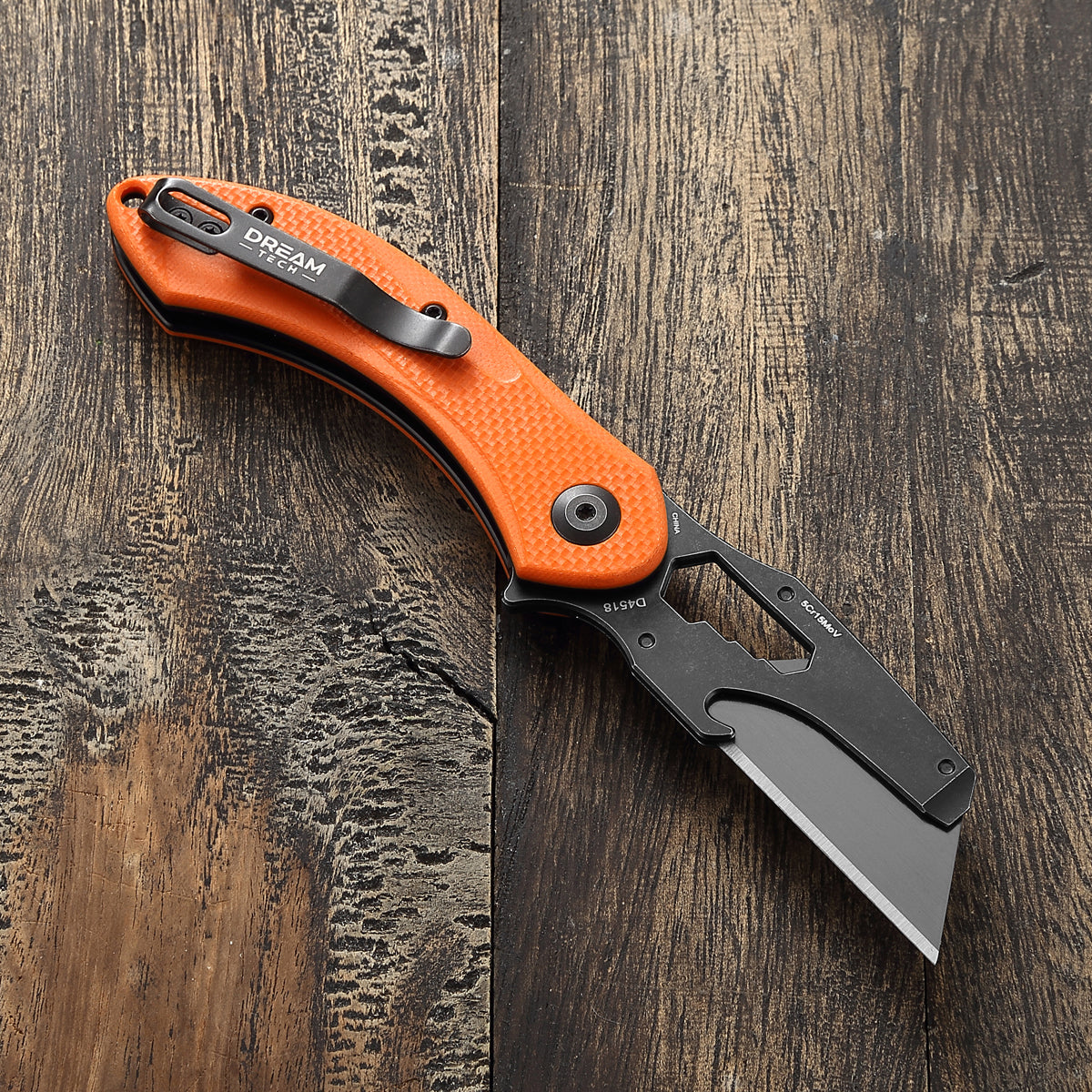 DREAMTECH Knife Folding Knife Orange G10 Handle Knives SK5 & 5Cr15MoV Knife D4518GO