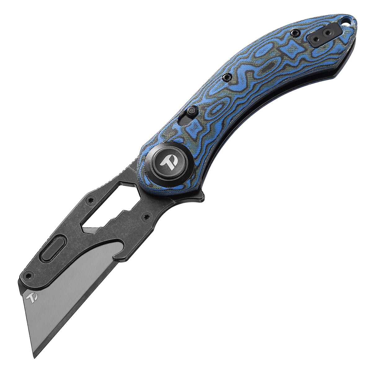 DREAMTECH Knife Folding Knife With Flathead Screwdriver Blue Micarta Knives SK5 & 5Cr15MoV Knife D4518MBL