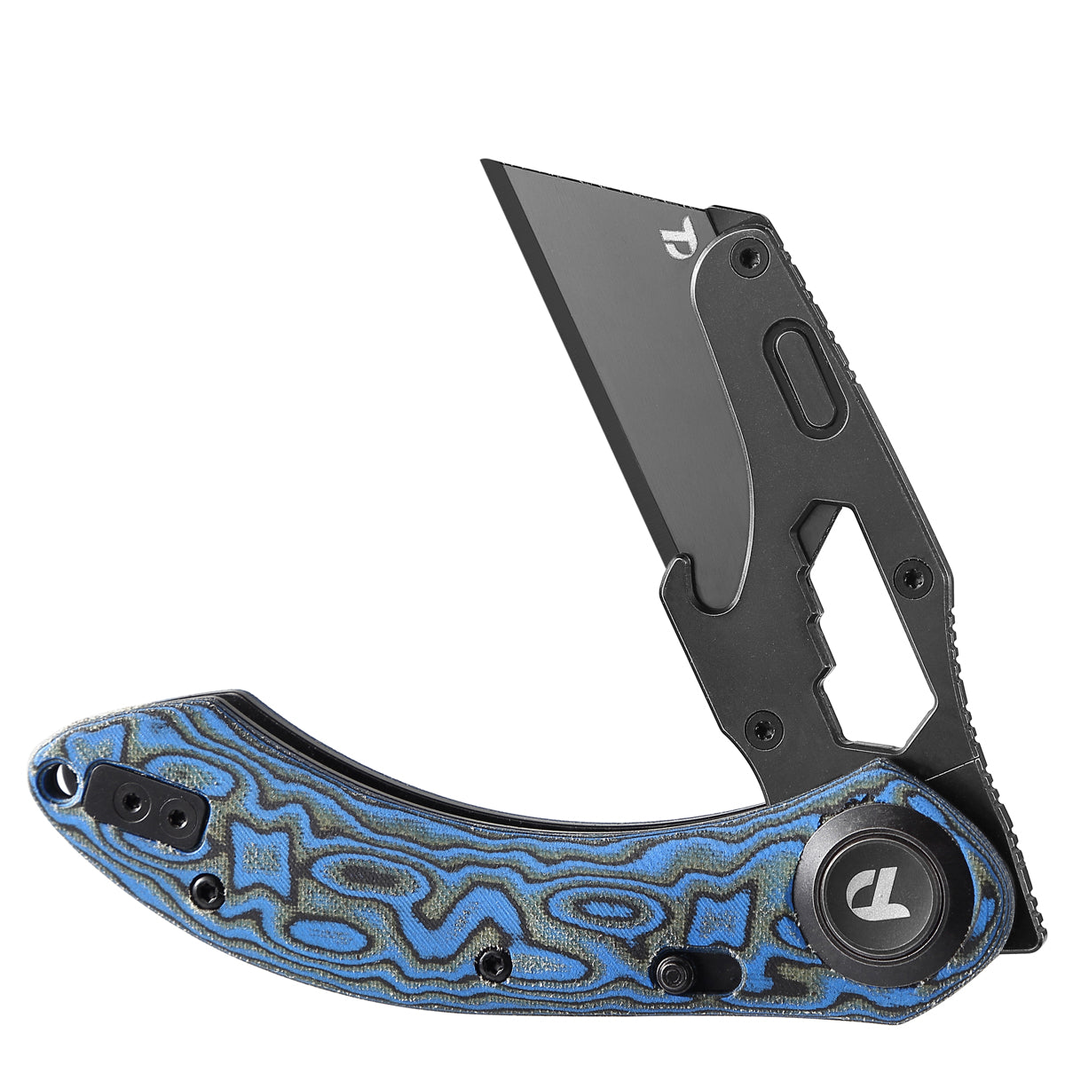 DREAMTECH Knife Folding Knife With Flathead Screwdriver Blue Micarta Knives SK5 & 5Cr15MoV Knife D4518MBL