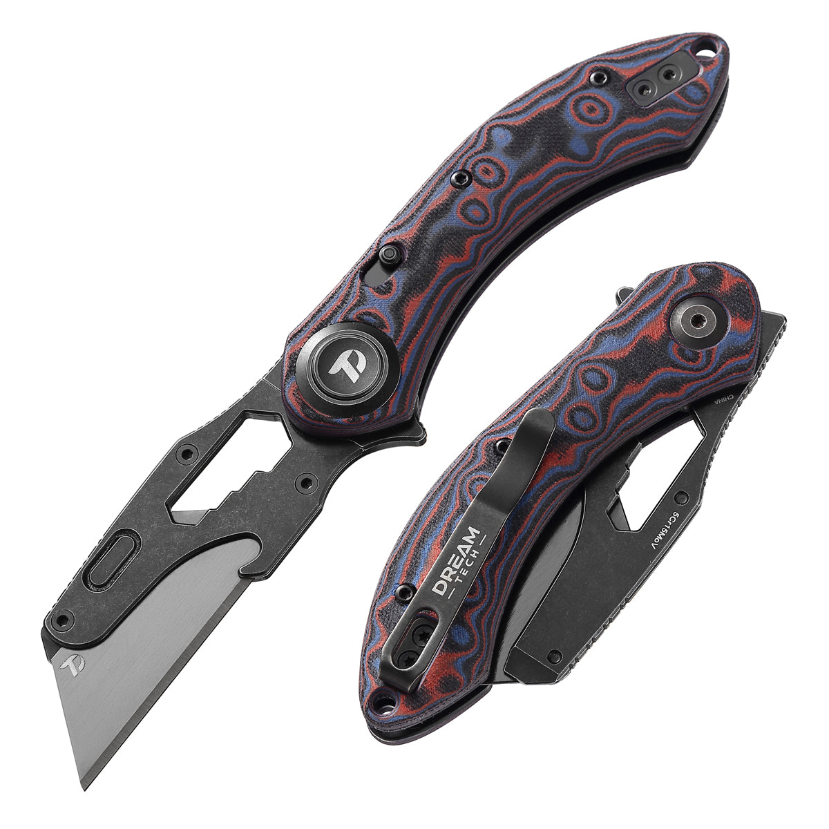 DREAMTECH Knife Folding Knife With Safety Lock Red Micarta Knives SK5 & 5Cr15MoV Knife D4518MR