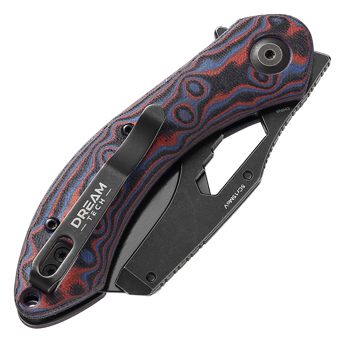 DREAMTECH Knife Folding Knife With Safety Lock Red Micarta Knives SK5 & 5Cr15MoV Knife D4518MR