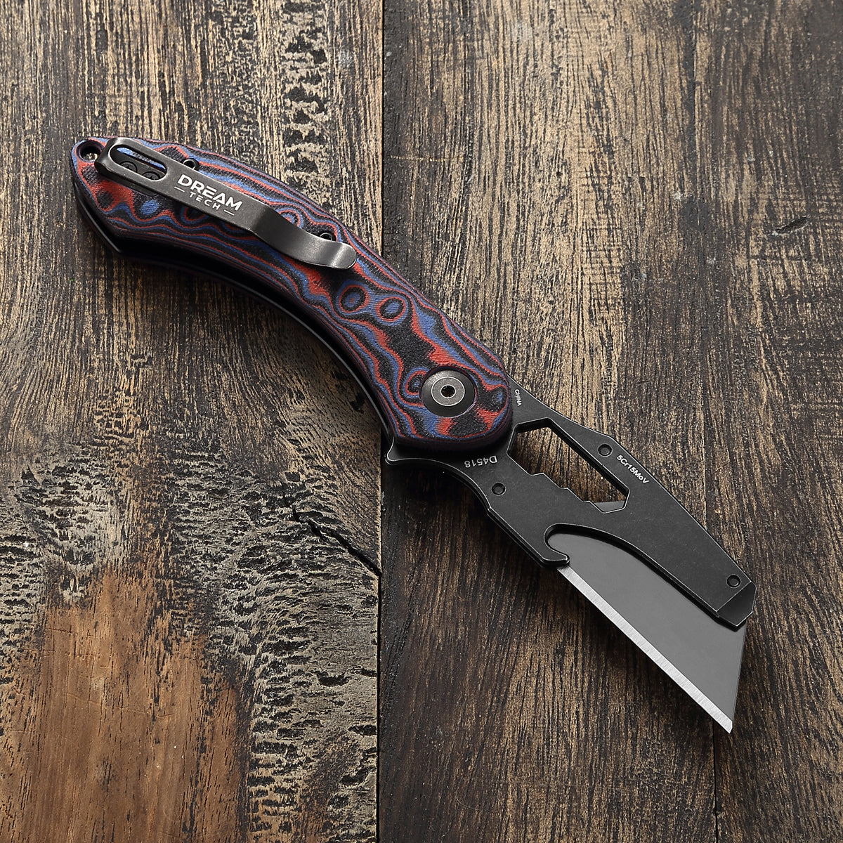 DREAMTECH Knife Folding Knife With Safety Lock Red Micarta Knives SK5 & 5Cr15MoV Knife D4518MR