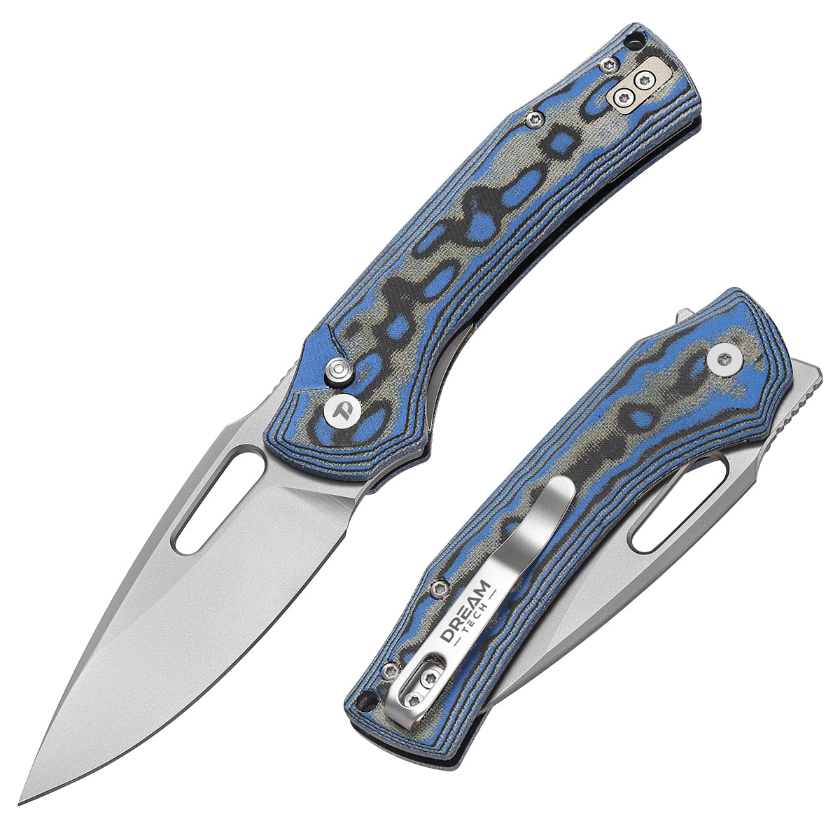 DREAMTECH Knife Folding Knife Blue Micarta Knives D2 Knife D4542MBL