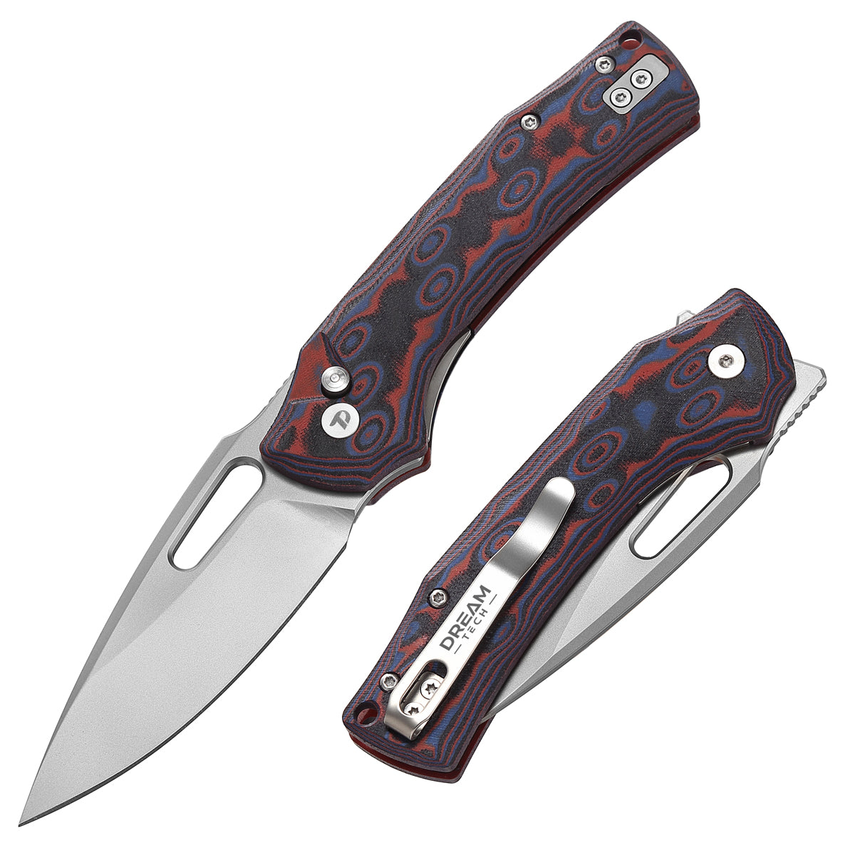 DREAMTECH Knife Folding Knife Red Micarta Knives D2 Knife D4542MR