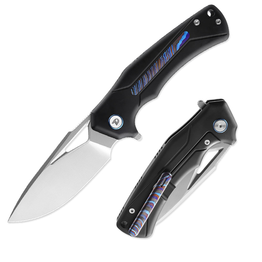 M390 Pocket Knife With Titanium+Zirconium alloy Damascus Handle And Liner Lock System D9402