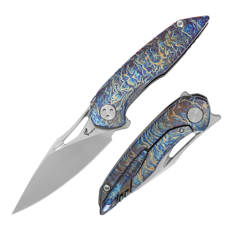 M390 Pocket Knife With Titanium Handle and The Pivot Axel Anti-rotation System (Our Patents)