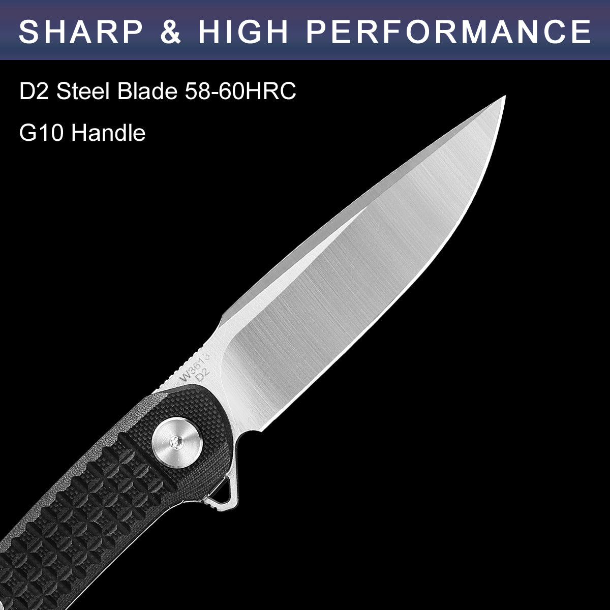 D2 Pocket Knife With G10 Handle And Liner Lock System D3613